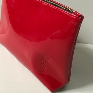 YSL Yves Saint Laurent Beauty Women Make Up Cosmetic Pouch shiny Red 💋